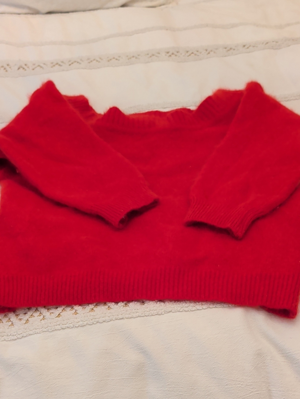 Off-the-Shoulder Red Women's Sweater